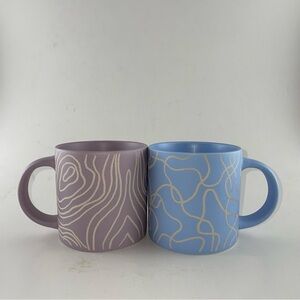 Whitney Kerney WK Creative Mug Set Purple & Blue Abstract Ceramic Coffee Cups